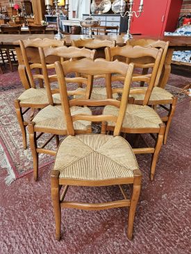 Suite de 6 chaises paillées, Style Restauration
