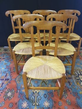 Suite de six chaises paillées, Style Restauration